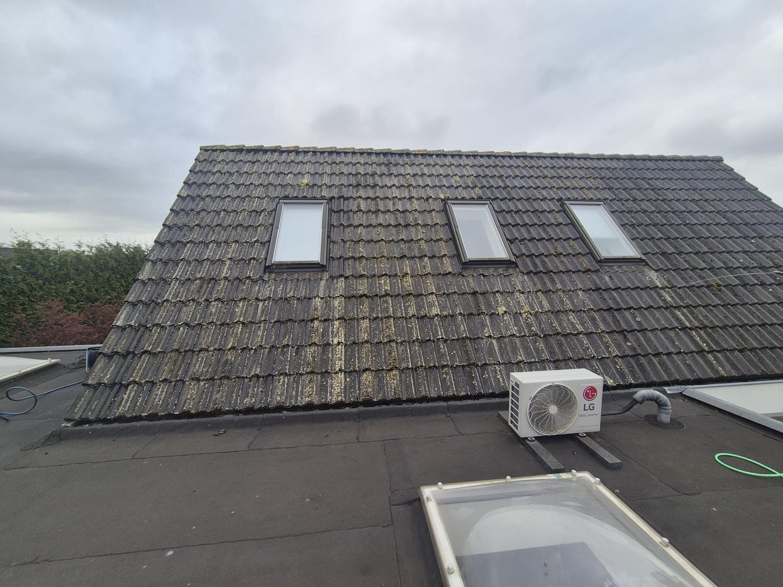 Dak voor reiniging — zwarte dakpannen