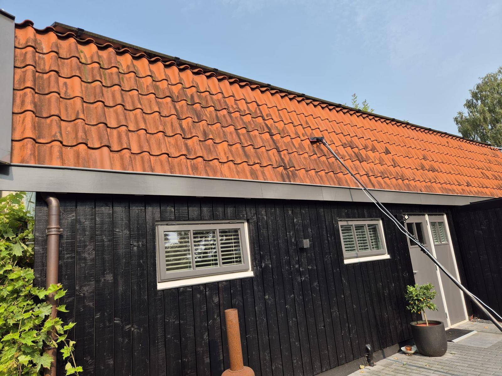 Dak voor reiniging — mos en aanslag